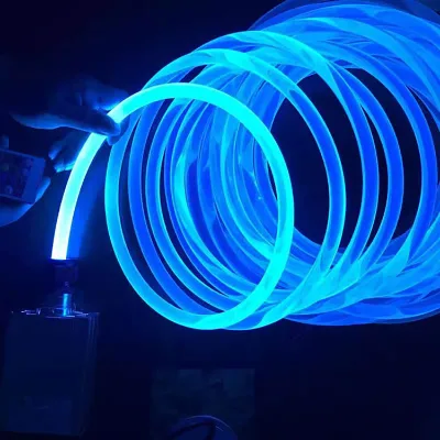 Dimmable MMA Side Optic Plastic Fiber Strips Black/Transparent Jacket Diameter 1mm-18mm RGB LED IP68 Rated Remote App Control