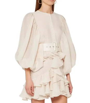 High Quality Custom Ladies Mini Boho Dress Fashion One Piece Tiered Draped Long Sleeves Summer Autumn Short Skirt Ruffle Solid