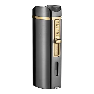 Cigar Lighter Windproof Cigarette Gas Lighter Three Flames Customizable Logo Design Printed Lighters