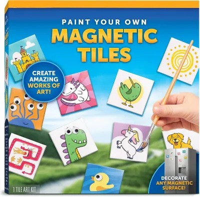 Magnetic Tile Art Craft Kit Paint Your Own Magnetic Mini Tiles DIY Magnets for Kids Magnet Art Kit