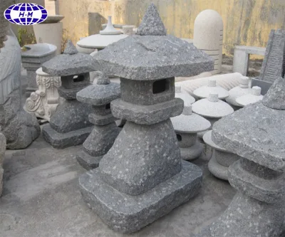 China Dark Grey Granite Japanese Garden Stone Lantern