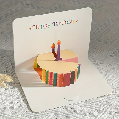 3D pop-up birthday happy card for cakes, custom envelopes for friends and children, interesting personalized birthday cards