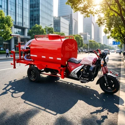 Reinforced Rear Axle Gasoline Three Wheel Water Sprinkler 18 Degree Climbing Ability Compact Body for Narrow Road Daily Spraying