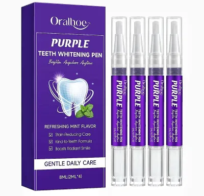 ORALHOE Teeth Whitening Pen Purple Travel-Friendly Color-Correcting for Tooth Stain Removal