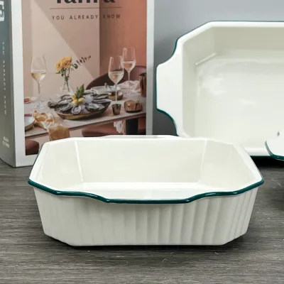 Ceramic Baking Tray  Rectangular Baking Dish Durable Bakeware for Kitchen
