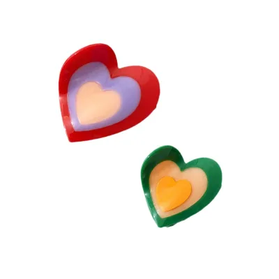 New Design Fashion Acetate Heart Rainbow Hair Claw Clip for Girls Decorative Headwear