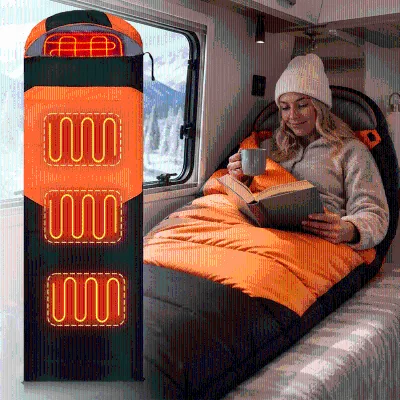 Smart Battery Powered Heated Sleeping Bag Large Size Down Filled Winter Electric Sleeping Bag Blanket for Hiking Travel Camping
