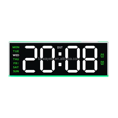 LED Digital Alarm Clock with Bottom Glow Light Displays Time, Date, Day, Temperature Dual Alarms, DST, Manual 3-Level Brightness