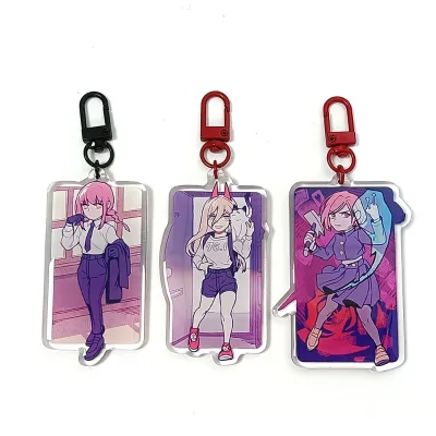 Kuien Popular Custom Printed Double Sided Glitter Epoxy Acrylic Plastic Keychains Anime Resin Keychain Charms Promotional Gift