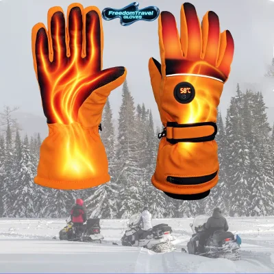 Unisex Customizable Ski Snowboarding Gloves Waterproof PU Polyester Winter Mitten with Heated Feature for Sports