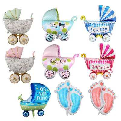 Baby Shower Foil Balloon Stroller Pram Gender Reveal Boy Girl It's a Boy Girl Birth Announcement Decor