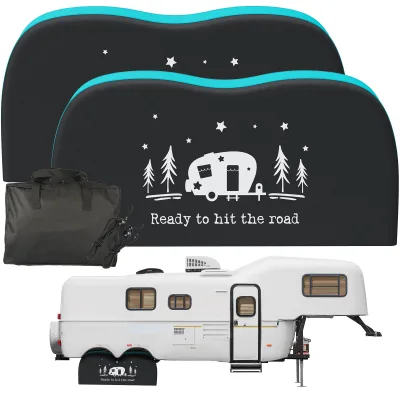 Black  Double Axle Trailer Tire Cover Fits Diameter 27"-29" Wheel ,  Custom Trailer Tire Cover , RV Parts &Accessories