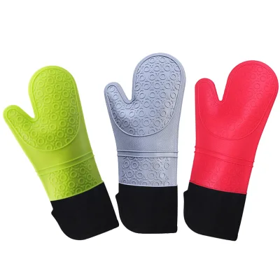 BPA-Free Silicone Oven Mitts Ultra Heat Resistant Oven Gloves with Thick Cotton Liner Long Slip Resistant Flexible Oven Gloves