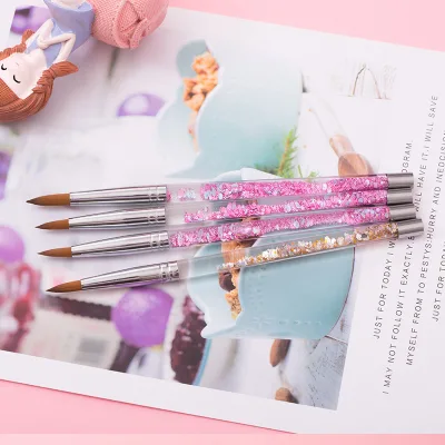 China Suppliers #8 #12 Liquid Quicksand Nail Brushes for Acrylic Detailer Nail Brush Set 100Kolinsky