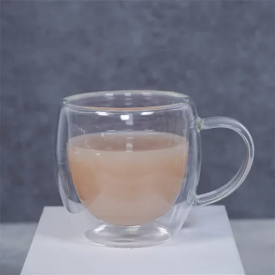 100ml 200ml 300ml 400ml Insulated Double Walled Glass Coffee WaterCup with Handle