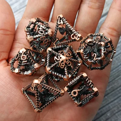 Factory Customization Cthulhu Metal Hollow White Gold Dice Dnd Rpg Dungeons and Dragons Dice Set for Table Game