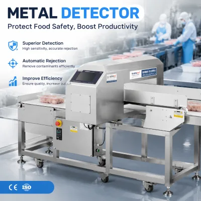 High-sensitivity Pizza Metal Detector Conveyor Detects All Metals Stainless Steel Digital Low False Alarms CE Bakeries