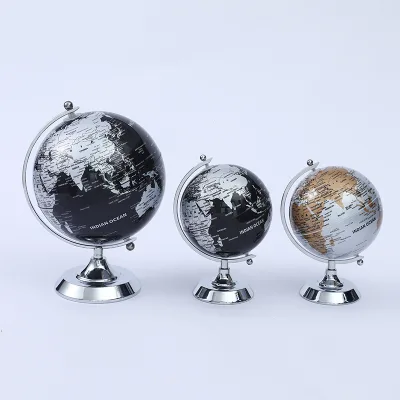 White Chrome Double Needle Steel Bracket English Geography Globe 14.2cm 20cm Student Learning Teaching Tool Metal