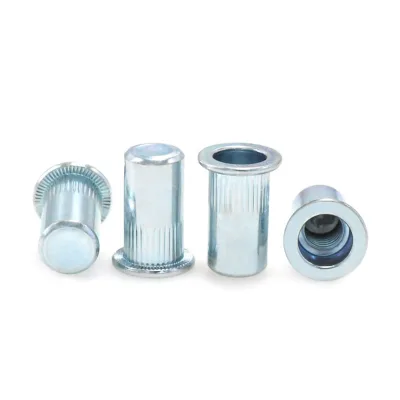 White/Yellow Zinc Plated Galvanized Carbon Steel Flat Head Blind Rivet Nuts