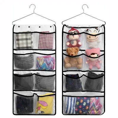 Dual-Sided Foldable Plastic Bra Sock Organizer Mesh Pockets Underwear Bag for Closet Storage Home Use