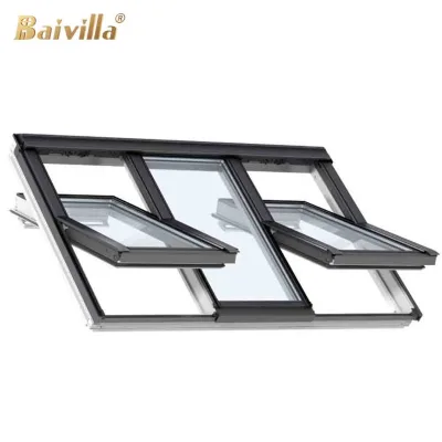 Modern Aluminum Frame Vertical Automatic Flat Laminated Float Glass Skylights Waterproof Roof Window Smart Custom Size