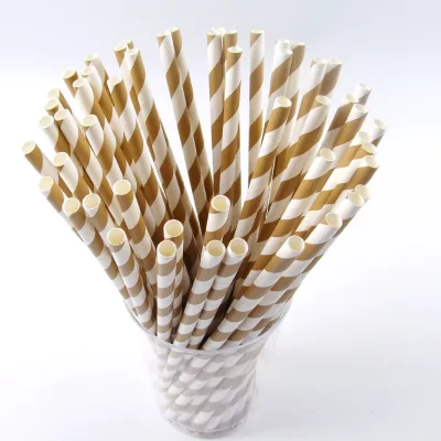 Biodegradable Striped Paper Straw 6mm 197mm Juice Drinking Paper Straw with Individual Packaging