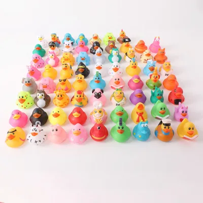 Floating Race Animal Bath Toys Printed Vinyl Baby Novelties Squeaky Bath Duck for Bulk Bathroom Use Promotional Rubber Ducks