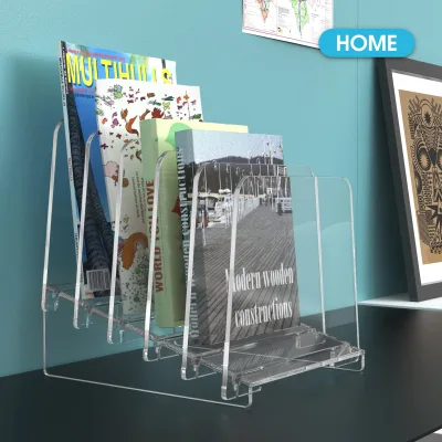 Premium Removable Clear Acrylic Folder Organizer with Multi-Slot Compartments for Desktop Book and Document Storage Display