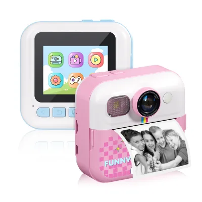 Hzxdz YMX 0218 Kids Outdoor Handheld Mini Thermal Printer Camera Digital Photo Blue Pink 4-6 Hours 1000mAh 2.4inch 350g Box