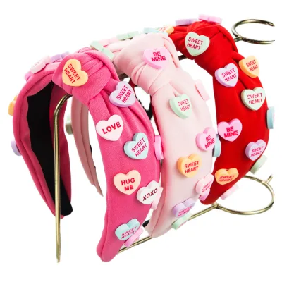 Fashion Cute Sweet Heart Hair Accessories Pink Red Bowknot Headbands for Engagement Wedding Valentines Day