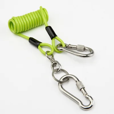 Professional Custom Tool Spring Coil Lanyard With Quick Release Buckle, Clip, Hook, Carabiner for Diving Fishing Climbing