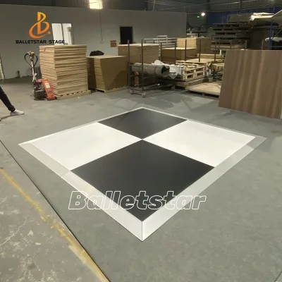 3ft*3ft High Gloss White Black Dance Floor for Wedding Event Party Rental