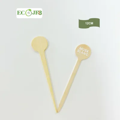 12cm Stamped Logo Stir Sticks Disposable Bamboo Wooden Swizzle Stirrers