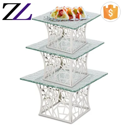 Fancy clear Dessert Cupcake Stand Elegant Wedding Party square Food Display Set 3-layer Cake Stand Decorated Wedding Cake Stand