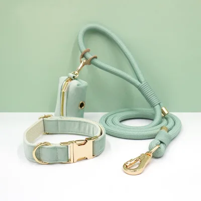 Wholesale Waterproof Durable Pet Collar Leash Set Made of Velvet and Polyester. Available in Multiple Colors