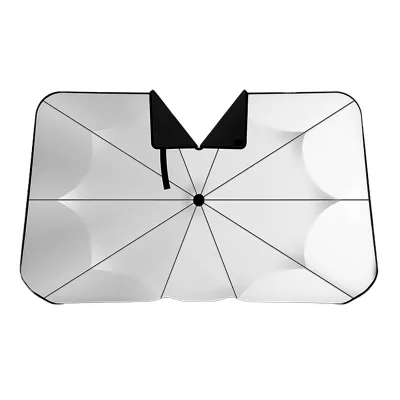 High-Shading Titanium Silver Nylon Car Umbrella Front Windshield UV Protection Sun Protection Easy Installation Folding Sunshade
