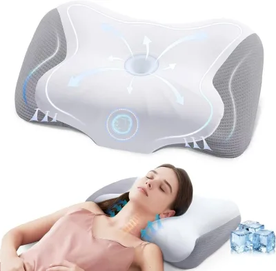 Pillw Cervical Memory Foam Neck Pillow for Pain Relief Cervical Pillow Washable Cover 2 Heights for Side Back Sleepers