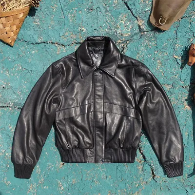 Italian Vegetable-Tanned Lambskin Short Loose Bomber Jacket - Real Leather Unisex