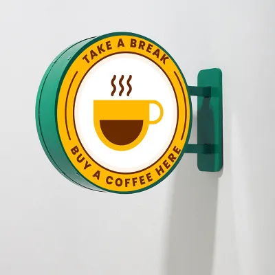 Double Sided Circular Acrylic Lightbox Outdoor Billboard Customized for Milk Tea Shop Storefront Hanging LED Sign Customization