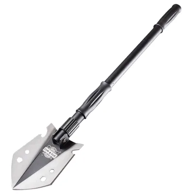 Heavy Duty Folding Emergency Shovel Stainless Steel Survival Entrenching Tool Multi-Function 16-in-1 Ergonomic Grip Black Car