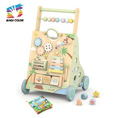 Wooden Multi-Functional Jungle Themed Activity Baby Walker with Xylophone Shape Sorter Eco-Friendly Paint for Toddlers W16E365