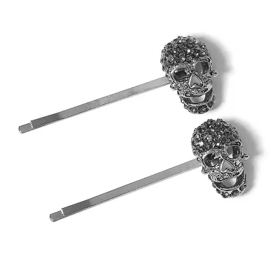 Wholesale Personality Halloween Skull Ladies Hair Accessories Black Rhinestone Fixed Hair Clips