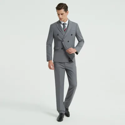 Custom-Made Business Suits for Men Formal Work Clothes with Flat Front Style for Sales Department
