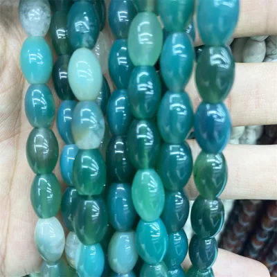 Factory Direct Sales 6*12mm 8*12mm Stone Barrel Beads Multi Quartz Agate jasper Loose Strand Rice Beads for Jewelry Making
