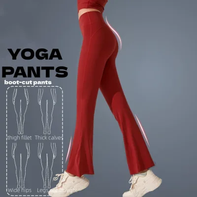 Women's High-Waist Yoga Pants Boot-Cut Design Flattering Silhouette Stretchable Comfortable Fabric Activewear Trousers