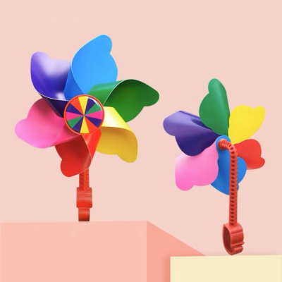 Poly Petal Plastic Garden Pinwheel Windmill for Holiday Rainbow Gift Customized Logo Time Packing Promotion Colorful Windmill