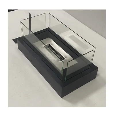 Tabletop Ethanol Fireplace Indoor Cement Outdoor Square Glass Small Fireplace Modern Hotel Patio Decoration