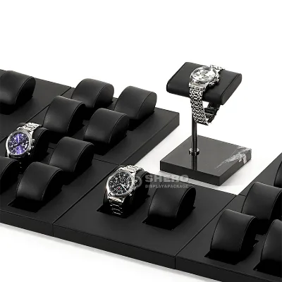 Classic Black Pu Leather Jewelry Tray Watch Storage Tray Display Counters & Showcases
