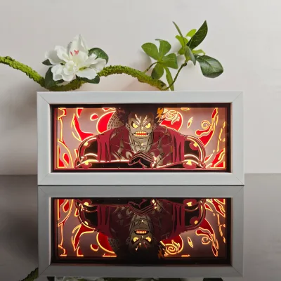 Anime Led Light Box Custom Luffy Solon Anime Figure Usb Charging Wood Frame 3D Nightlight Home Decoration Birthday Gift