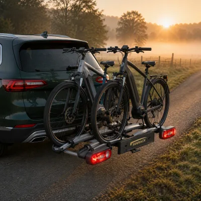 E-Bike Rack Bike Carrier for SUV Truck Car, Hitch Mount Trunk Mount Bicycle Rack Foldable Anti-Sway Quick Release for Camping